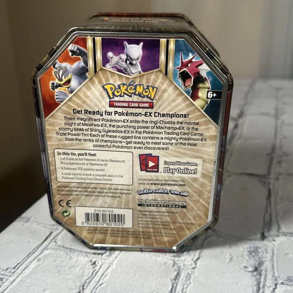 Pokemon MaChamp Tin 2016 Nintendo Box Tin Trading Card Game Only Fair Condition